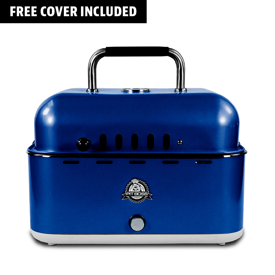 Pit Boss Pit Stop, Portable Charcoal Grill w/ Cover and Bag - Blue