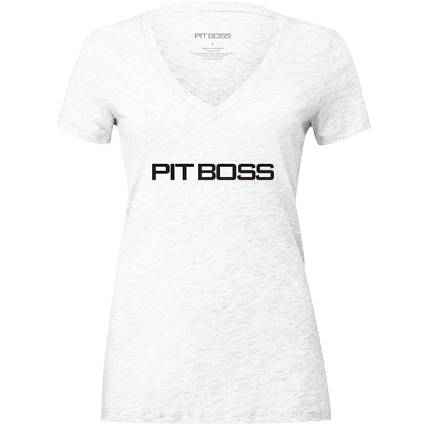 Pit Boss Women’s White Heather Logo T-Shirt